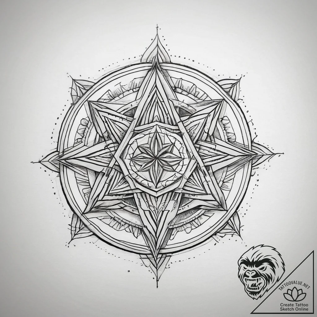 Sacred geometry sleeve, tattoo sketch design,... - tattoo sketch (№1753825231_0, 29.07.2025 21:40) — tattoovalue.net