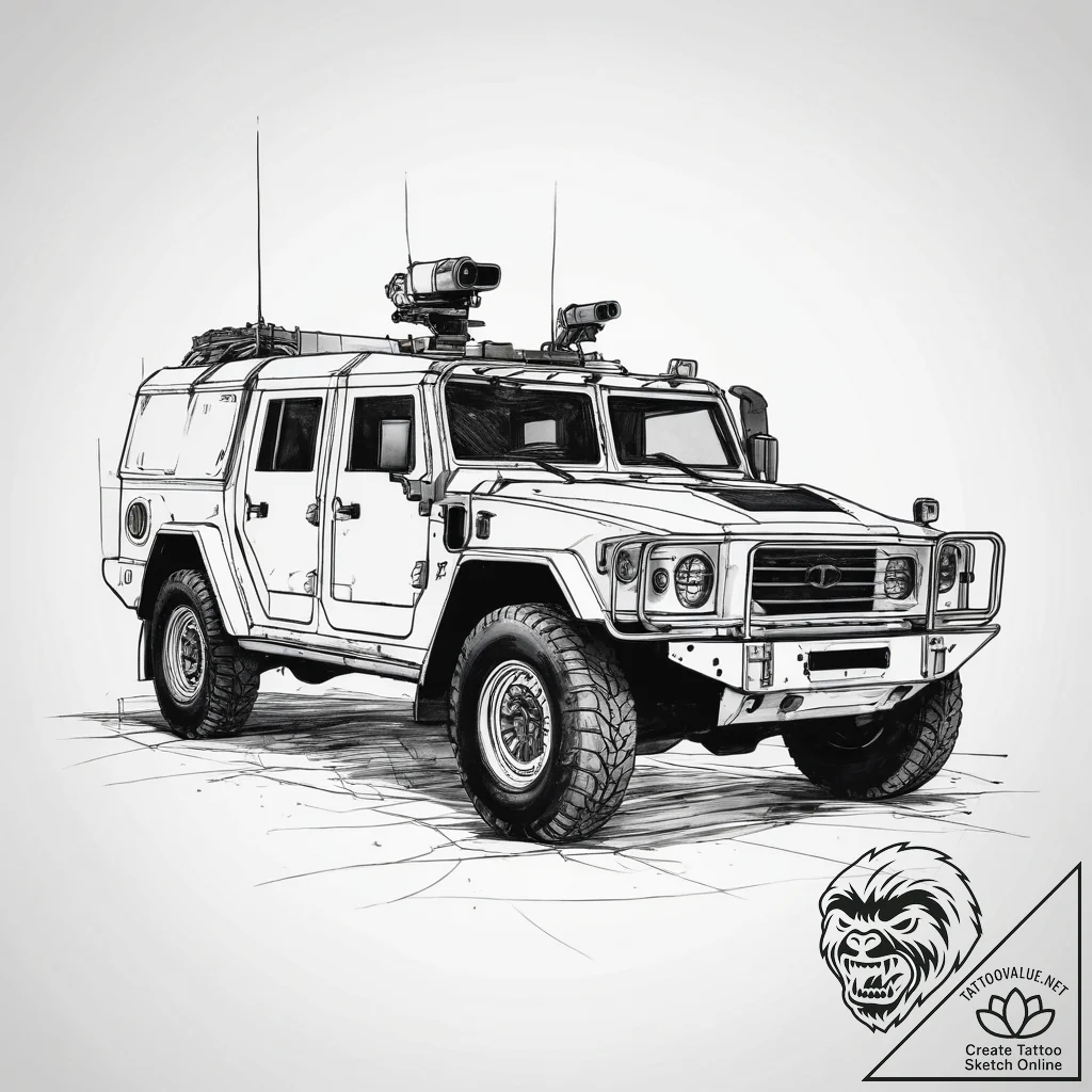 Tattoo design a generic military vehicle outl... - tattoo sketch (№1753825626_0, 29.07.2025 21:47) — tattoovalue.net