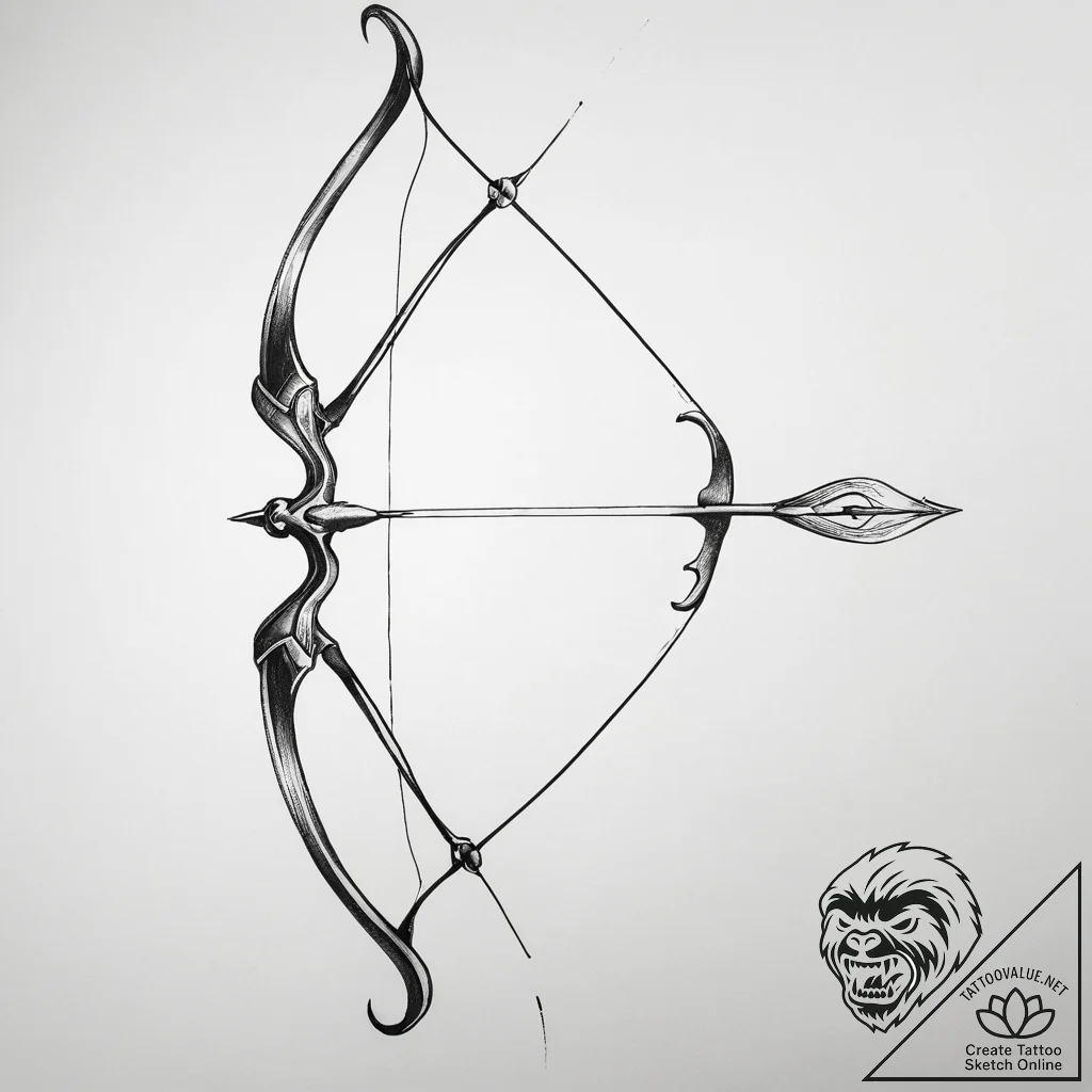 Tattoo sketch a traditional archery bow, unst... - tattoo sketch (№1753827181_0, 29.07.2025 22:13) — tattoovalue.net