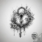 Lock and key (as a pair), artistic tattoo ske… – tattoo sketch (№1753827550_0, 29.07.2025 22:19) — tattoovalue.net