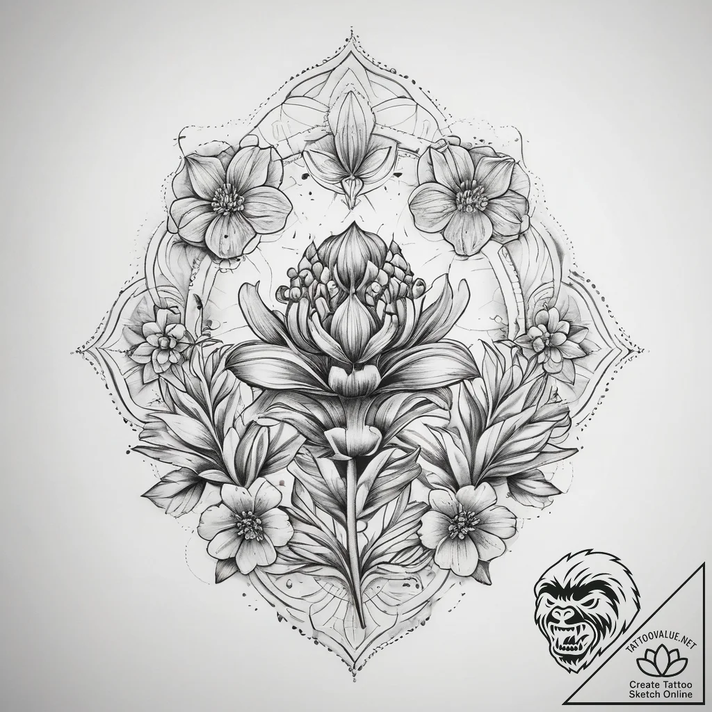 A field of bluebonnets in texas., concept art... - tattoo sketch (№1753828326_0, 29.07.2025 22:32) — tattoovalue.net