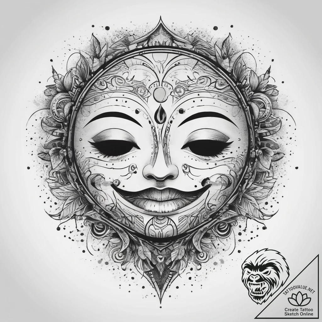 Tattoo design a classic "happy face" doodle.,... - tattoo sketch (№1753828716_0, 29.07.2025 22:38) — tattoovalue.net