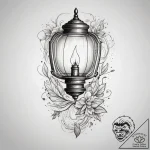 Tattoo sketch a single, glowing lantern in da… – tattoo sketch (№1753828915_0, 29.07.2025 22:41) — tattoovalue.net