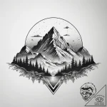 Tattoo sketch a minimalist mountain range wit… – tattoo sketch (№1753829305_0, 29.07.2025 22:48) — tattoovalue.net