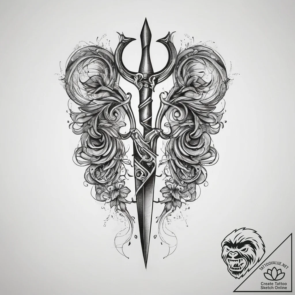 A pair of scissors cutting a string of fate,... - tattoo sketch (№1753829696_0, 29.07.2025 22:54) — tattoovalue.net