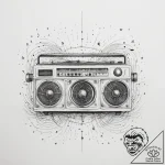 A vintage radio broadcasting sound waves and… – tattoo sketch (№1753830281_0, 29.07.2025 23:04) — tattoovalue.net