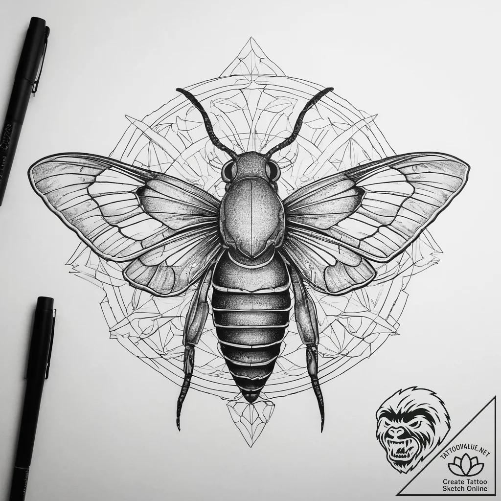 A death's-head hawkmoth, artistic tattoo sket... - tattoo sketch (№1753831058_0, 29.07.2025 23:17) — tattoovalue.net