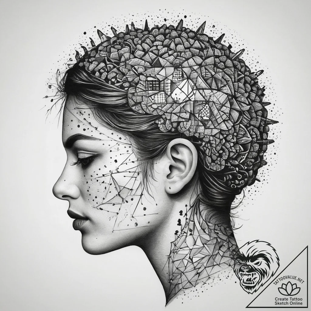 Tattoo design a complex brain or mind represe... - tattoo sketch (№1753831444_0, 29.07.2025 23:24) — tattoovalue.net