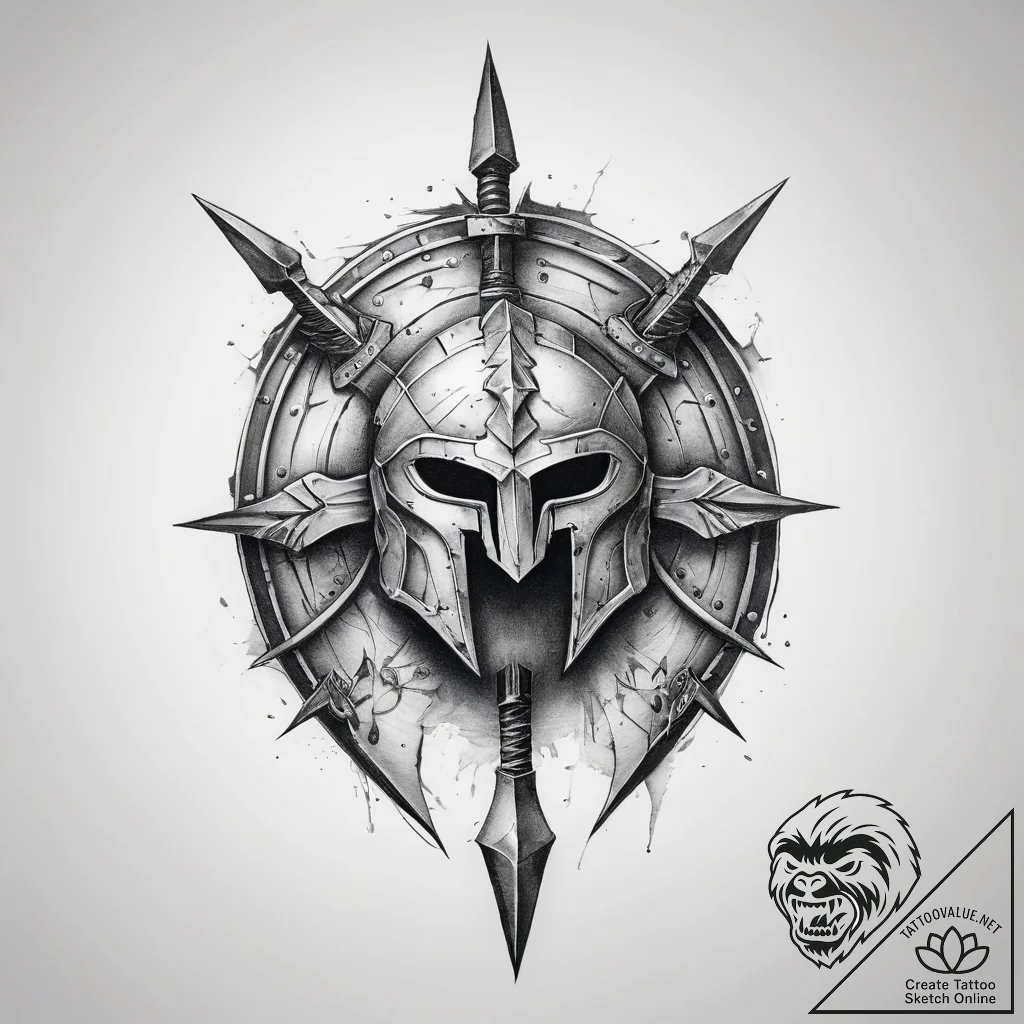 Tattoo design a spartan warrior's shield and... - tattoo sketch (№1753831641_0, 29.07.2025 23:27) — tattoovalue.net