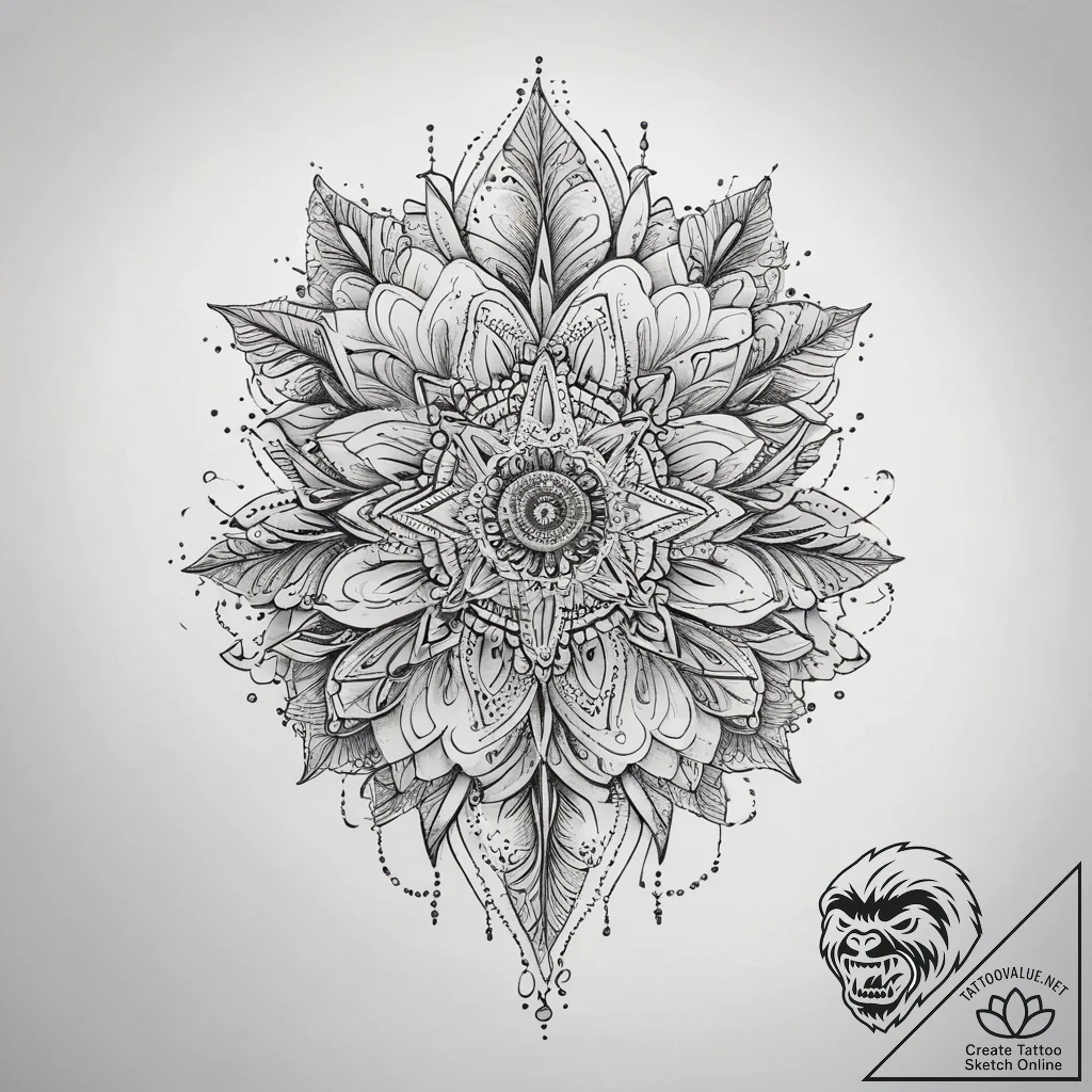 Lace, ink illustration for tattoo, muted colo... - tattoo sketch (№1753832045_0, 29.07.2025 23:34) — tattoovalue.net