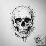 A shattered mirror reflecting a skull – tattoo sketch (№1753833225_0, 29.07.2025 23:53) — tattoovalue.net