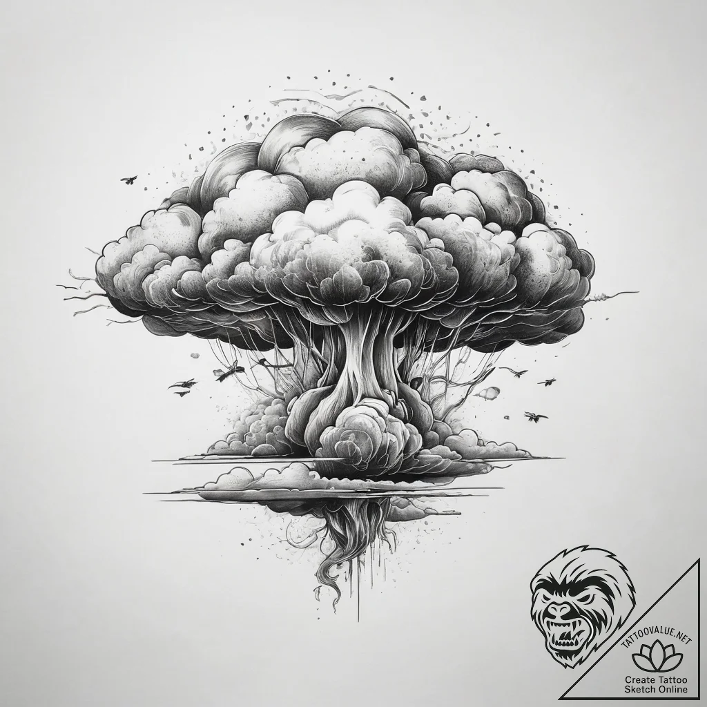 A dramatic wide shot of a supercell thunderst... - tattoo sketch (№1753833416_0, 29.07.2025 23:56) — tattoovalue.net