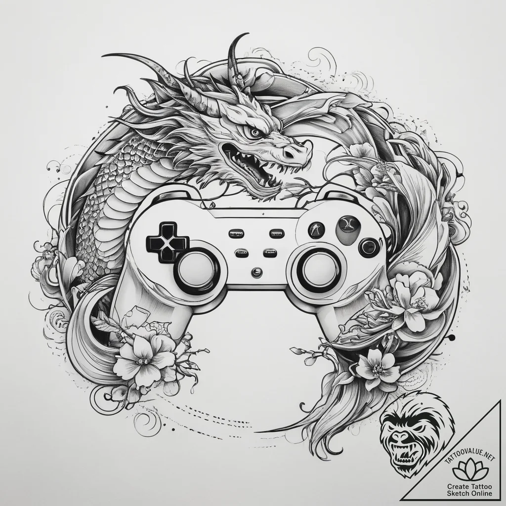Tattoo sketch a gamepad d-pad with directions... - tattoo sketch (№1753864356_0, 30.07.2025 08:32) — tattoovalue.net