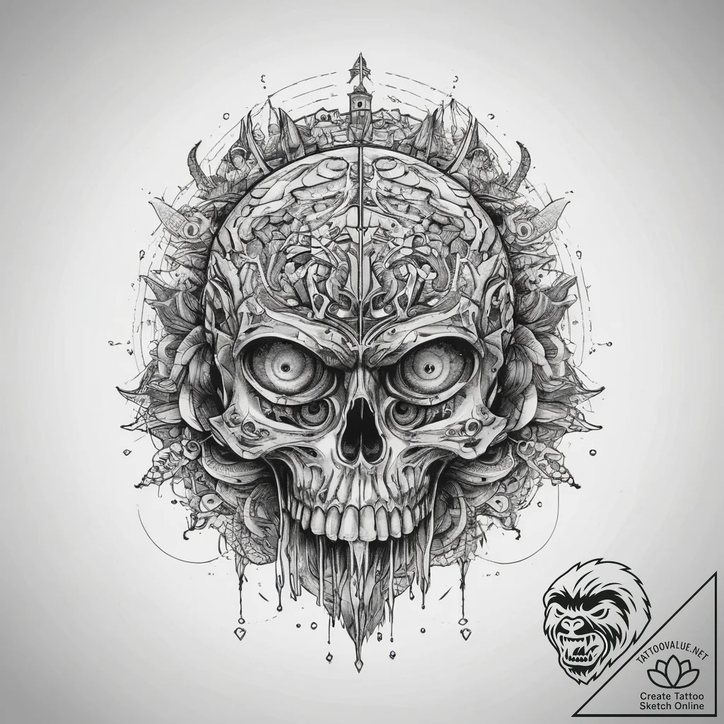 Tattoo design a complex brain or mind represe... - tattoo sketch (№1753864495_0, 30.07.2025 08:34) — tattoovalue.net