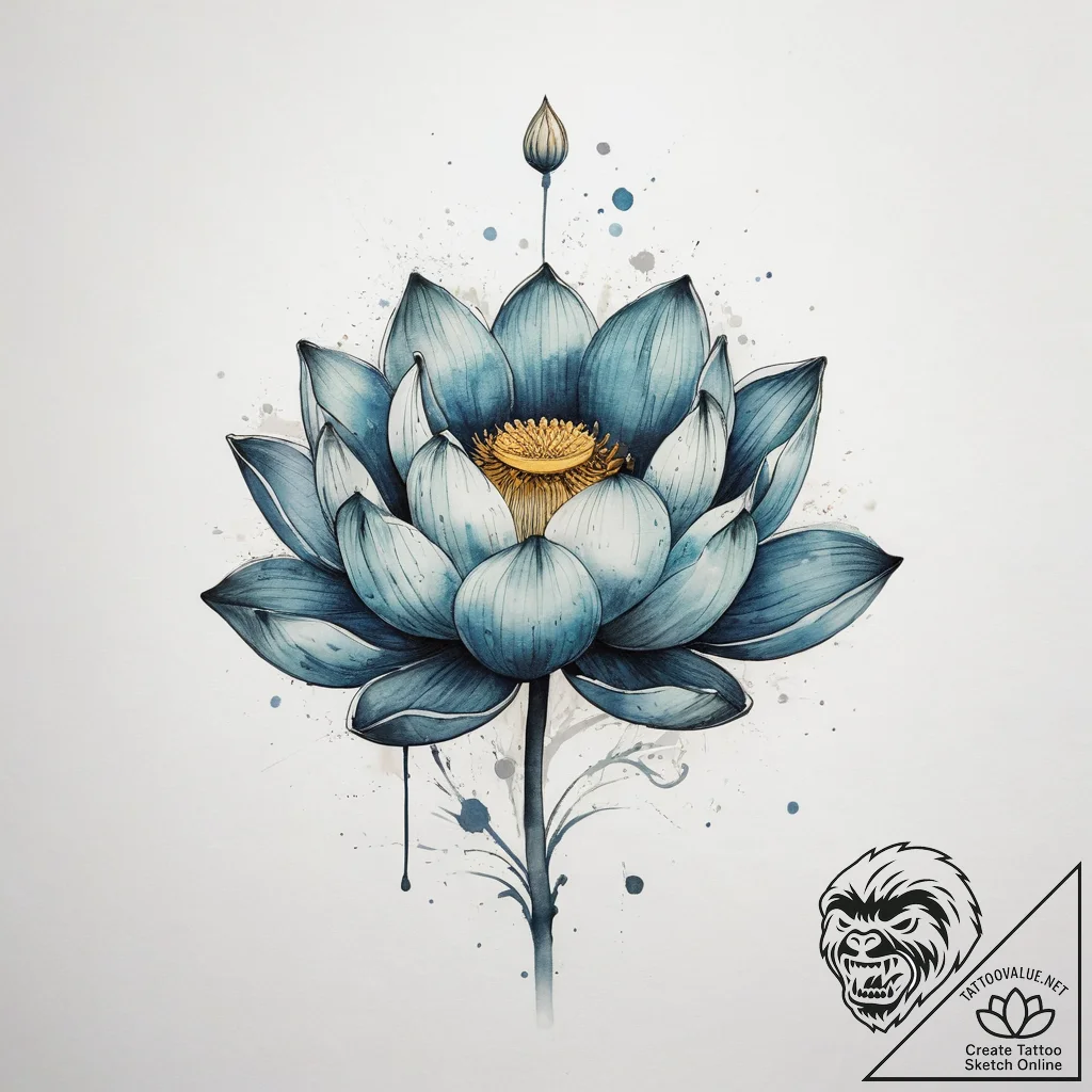 Tattoo sketch a lotus flower with two buds gr... - tattoo sketch (№1753864690_0, 30.07.2025 08:38) — tattoovalue.net