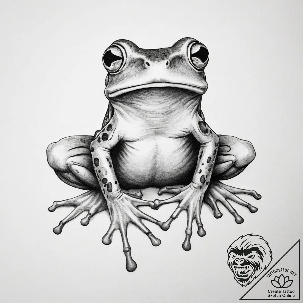 Frog - tattoo sketch (№1753864888_0, 30.07.2025 08:41) — tattoovalue.net