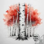 A watercolor tattoo of a birch grove in autum… – tattoo sketch (№1753865480_0, 30.07.2025 08:51) — tattoovalue.net