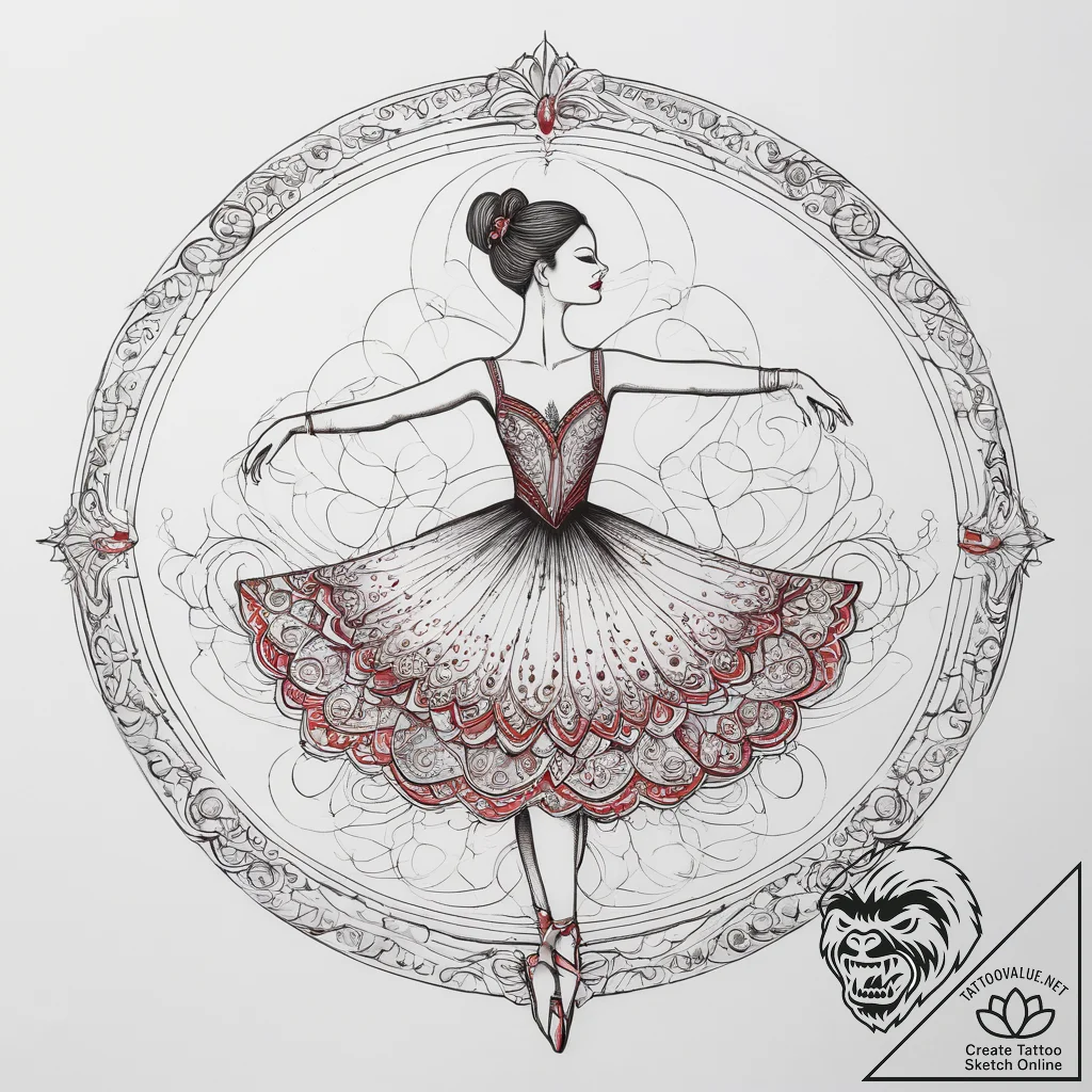 Tattoo design a delicate outline of a classic... - tattoo sketch (№1753865681_0, 30.07.2025 08:54) — tattoovalue.net