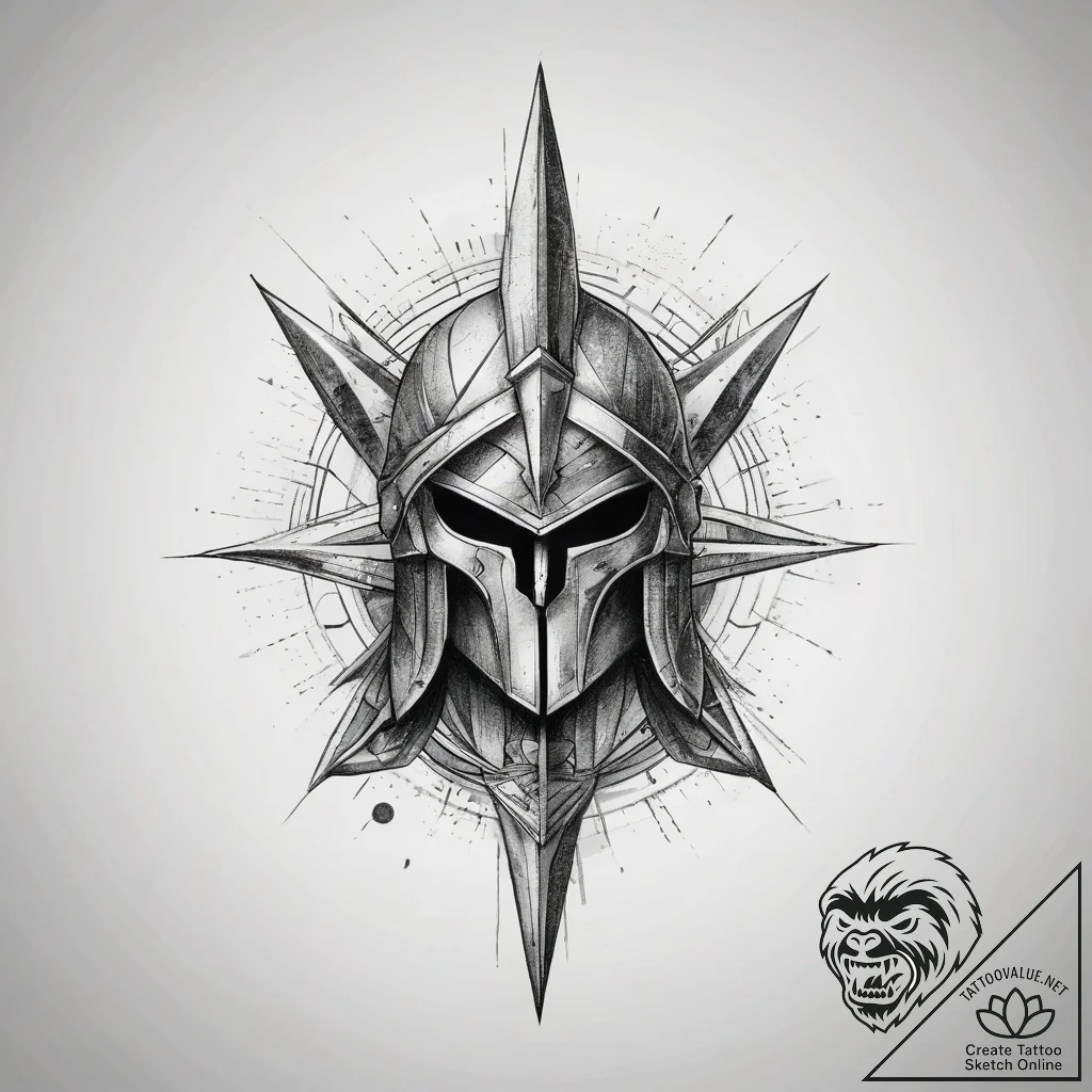 Tattoo design a spartan spear piercing throug... - tattoo sketch (№1753866675_0, 30.07.2025 09:11) — tattoovalue.net