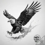 An eagle in flight, talons outstretched, abou… – tattoo sketch (№1753867267_0, 30.07.2025 09:21) — tattoovalue.net