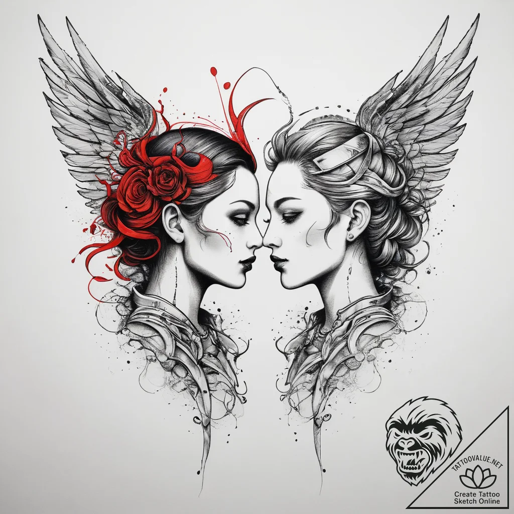 Tattoo sketch gemini twins, one with mercury'... - tattoo sketch (№1753867853_0, 30.07.2025 09:30) — tattoovalue.net