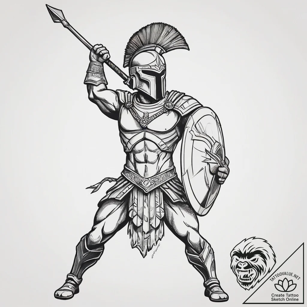 Tattoo design a spartan warrior's silhouette... - tattoo sketch (№1753869051_0, 30.07.2025 09:50) — tattoovalue.net