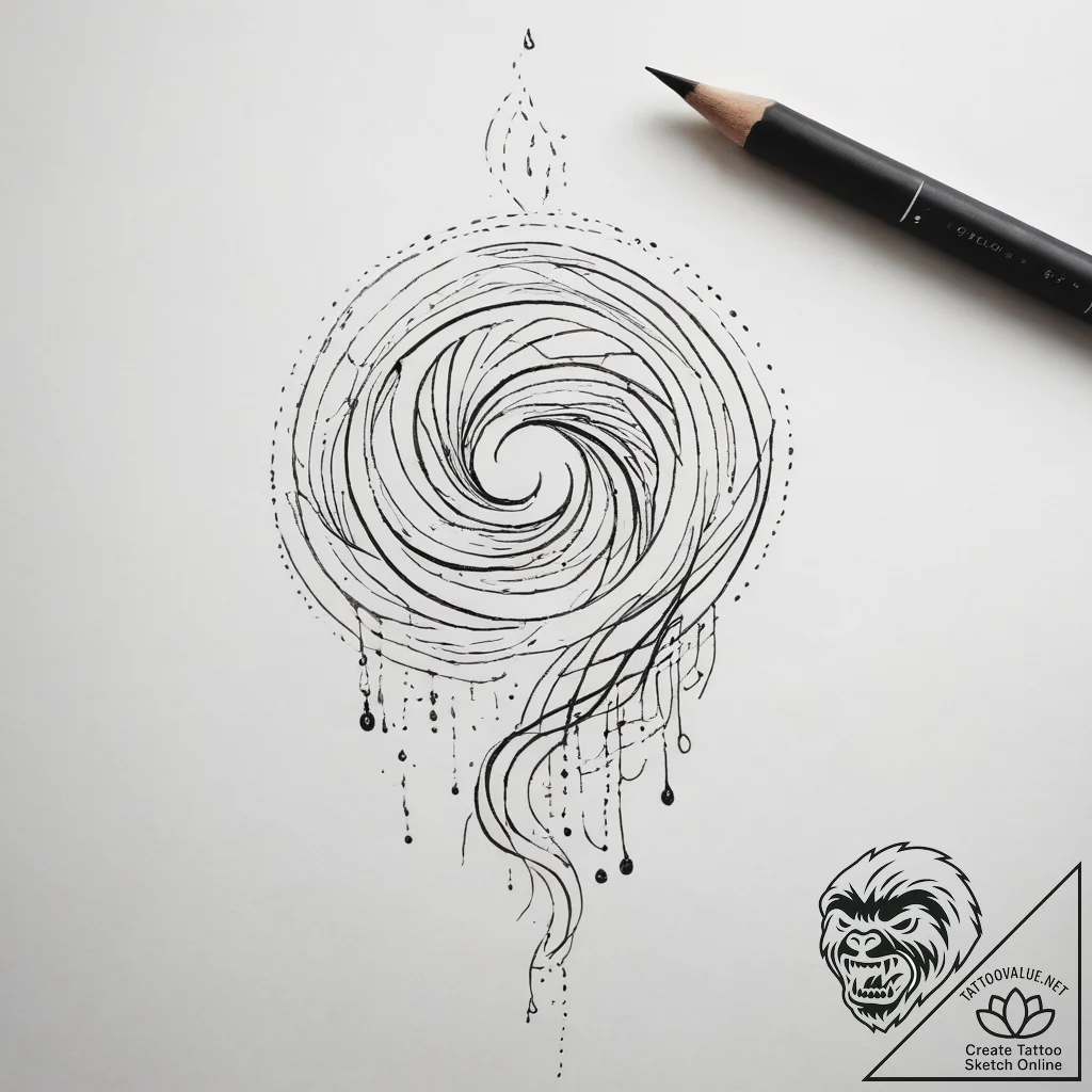 Tattoo sketch a gentle ripple effect symboliz... - tattoo sketch (№1753869445_0, 30.07.2025 09:57) — tattoovalue.net
