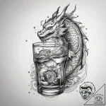A shot of a glass of cola with ice and a lime… – tattoo sketch (№1753869639_0, 30.07.2025 10:00) — tattoovalue.net