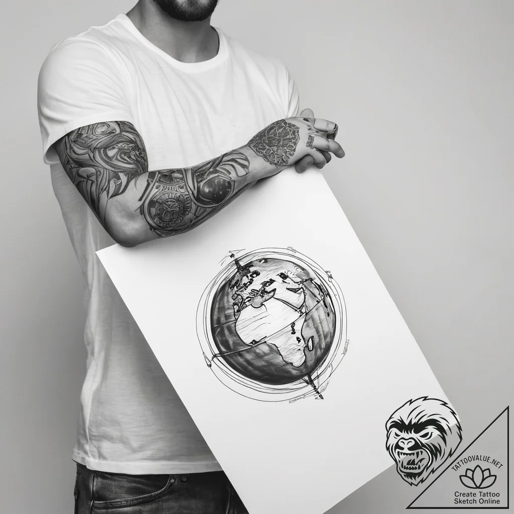 Atlas holding the globe - tattoo sketch (№1753869835_0, 30.07.2025 10:03) — tattoovalue.net