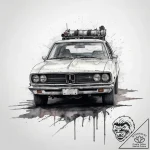 Tattoo sketch a post-apocalyptic vehicle driv… – tattoo sketch (№1753870223_0, 30.07.2025 10:10) — tattoovalue.net