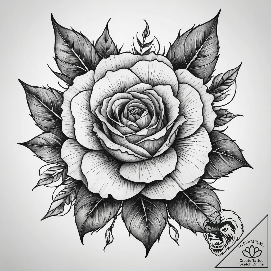 Tattoo sketch a thorny rose or a bramble, sym... - tattoo sketch (№1753870619_0, 30.07.2025 10:16) — tattoovalue.net