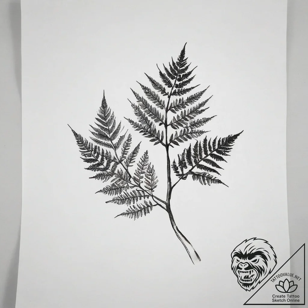 Ellie's fern tattoo from the last of us - tattoo sketch (№1753870813_0, 30.07.2025 10:20) — tattoovalue.net