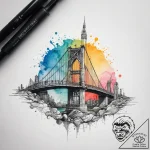 A view of a bridge from directly underneath,… – tattoo sketch (№1753871204_0, 30.07.2025 10:26) — tattoovalue.net