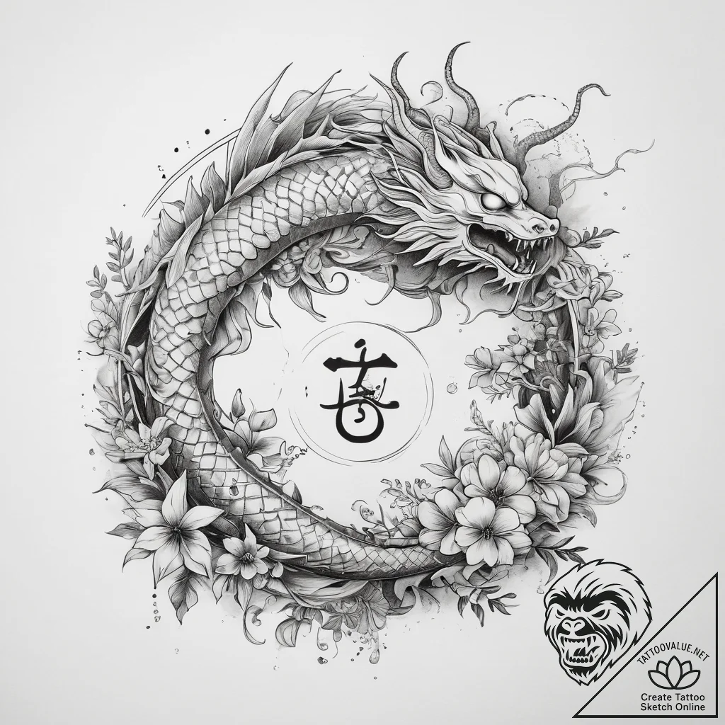 Tattoo design a floral arrangement forming th... - tattoo sketch (№1753871397_0, 30.07.2025 10:29) — tattoovalue.net