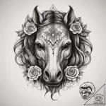 Tattoo sketch a horse’s head, graceful and po… – tattoo sketch (№1753871990_0, 30.07.2025 10:39) — tattoovalue.net