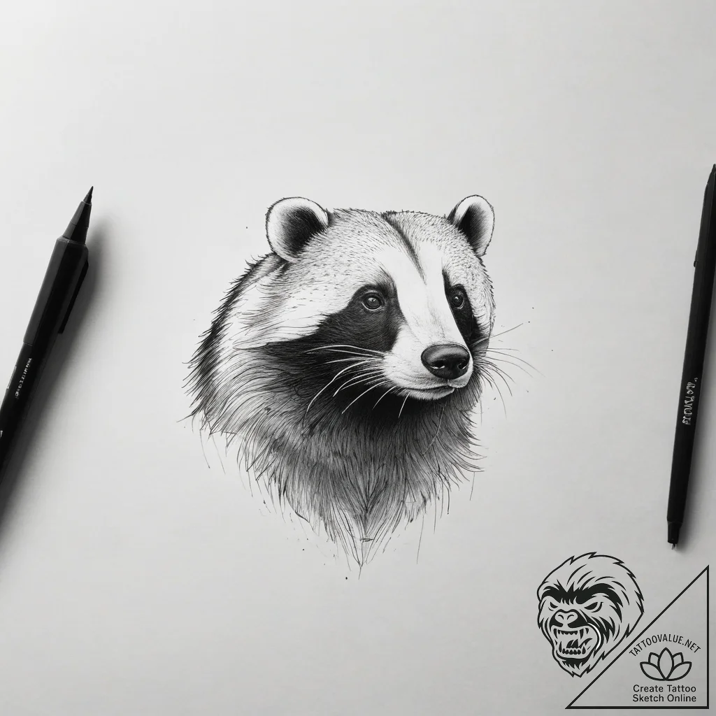 Badger - tattoo sketch (№1753872188_0, 30.07.2025 10:43) — tattoovalue.net