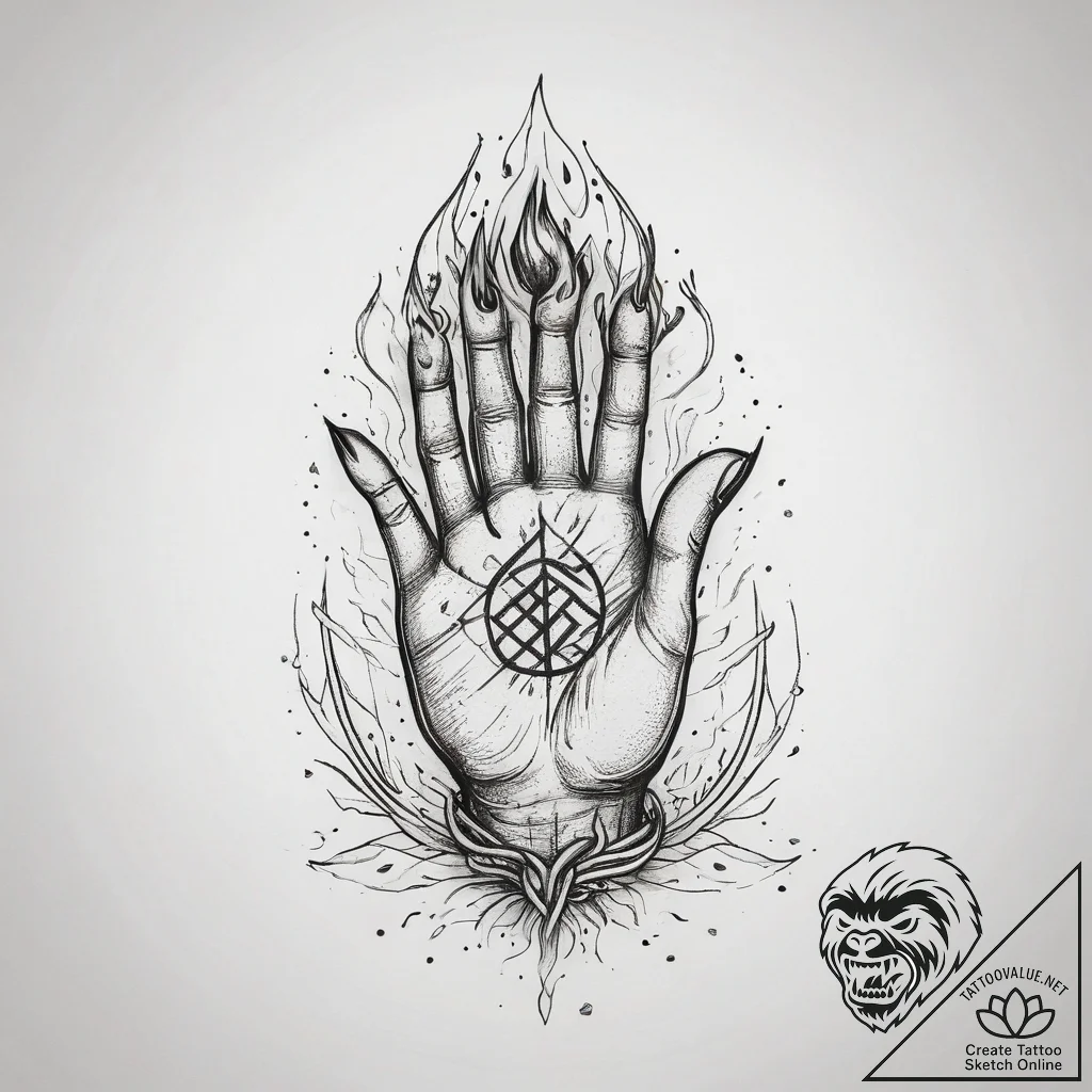 86. tattoo sketch: the rune "treba," depicted... - tattoo sketch (№1753872578_0, 30.07.2025 10:49) — tattoovalue.net
