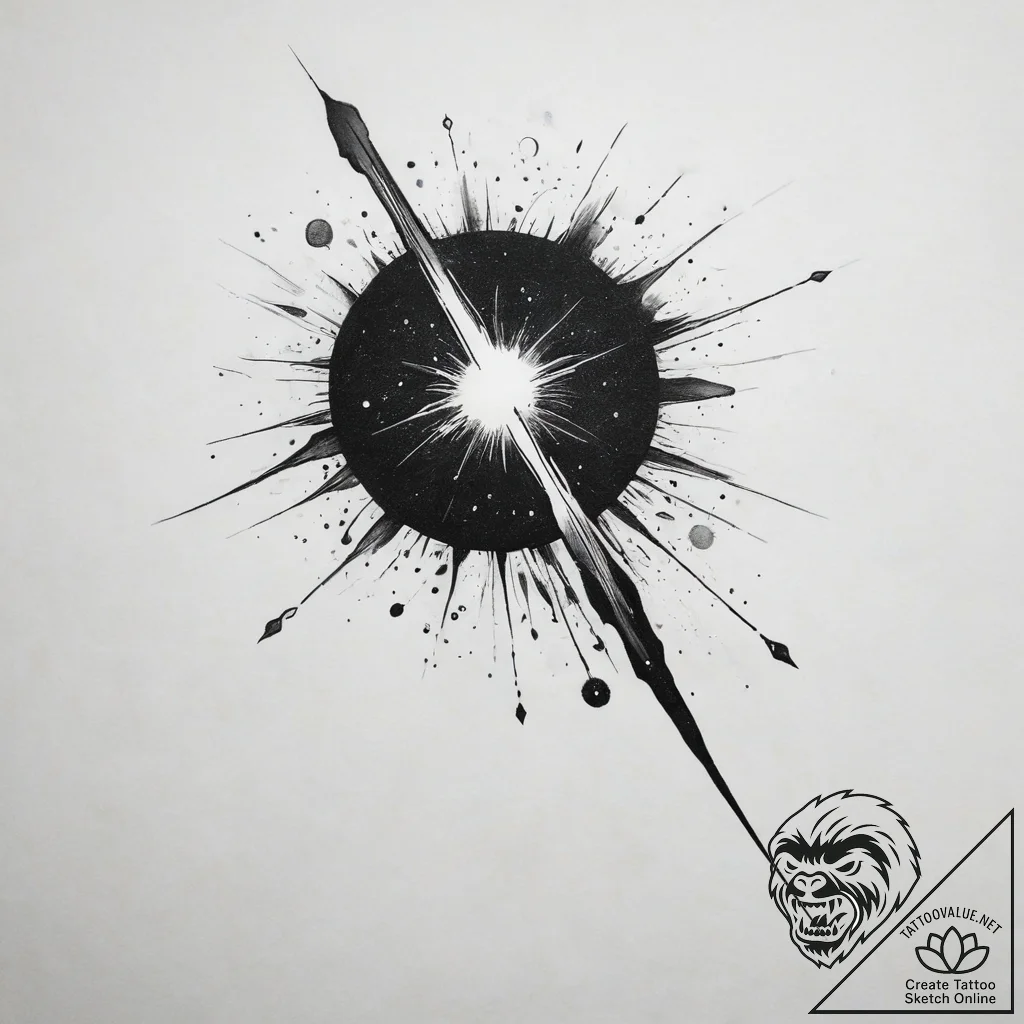 Tattoo design a single, powerful meteor strea... - tattoo sketch (№1753872968_0, 30.07.2025 10:56) — tattoovalue.net