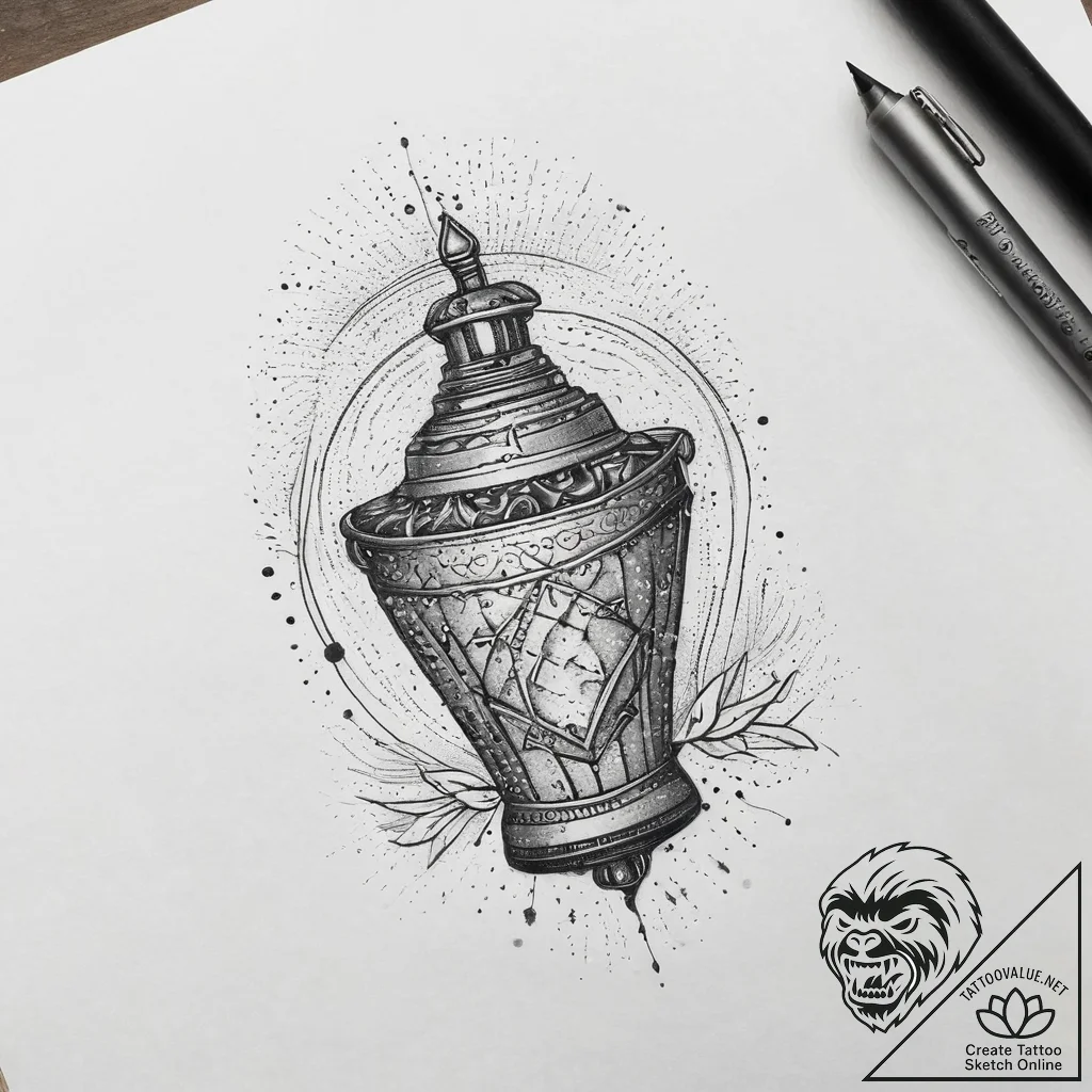 A thimble, tattoo line art, fine lines, delic... - tattoo sketch (№1753875535_0, 30.07.2025 11:38) — tattoovalue.net