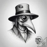 Plague doctor, ink illustration for tattoo, m… – tattoo sketch (№1753876898_0, 30.07.2025 12:01) — tattoovalue.net