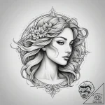 Art nouveau aphrodite, concept art for tattoo… – tattoo sketch (№1753877098_0, 30.07.2025 12:04) — tattoovalue.net