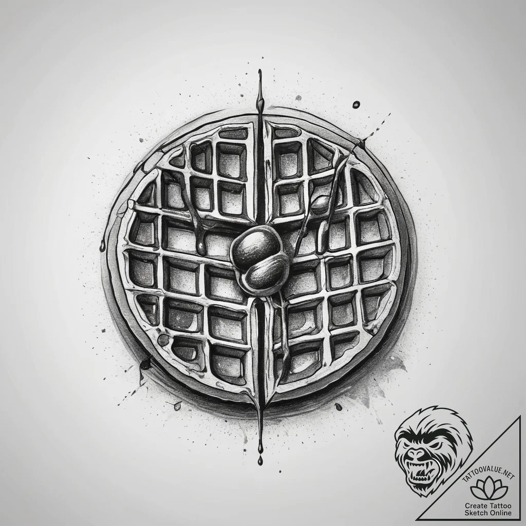 Tattoo sketch a 'waffle' on one, 'syrup' on t... - tattoo sketch (№1753877689_0, 30.07.2025 12:14) — tattoovalue.net