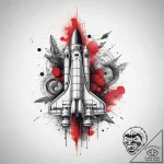 Tattoo sketch a stylized space shuttle taking… – tattoo sketch (№1753878090_0, 30.07.2025 12:21) — tattoovalue.net
