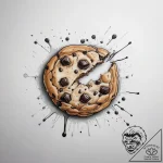 A warm, gooey chocolate chip cookie, freshly… – tattoo sketch (№1753878489_0, 30.07.2025 12:28) — tattoovalue.net