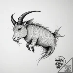 Tattoo design a capricorn goat-fish, half bla… – tattoo sketch (№1753878882_0, 30.07.2025 12:34) — tattoovalue.net