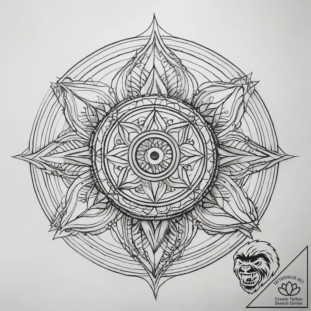 The radiation symbol, tattoo drawing outline,... - tattoo sketch (№1753879269_0, 30.07.2025 12:41) — tattoovalue.net