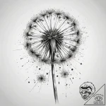 Tattoo sketch a dandelion with seeds blowing… – tattoo sketch (№1753879479_0, 30.07.2025 12:44) — tattoovalue.net