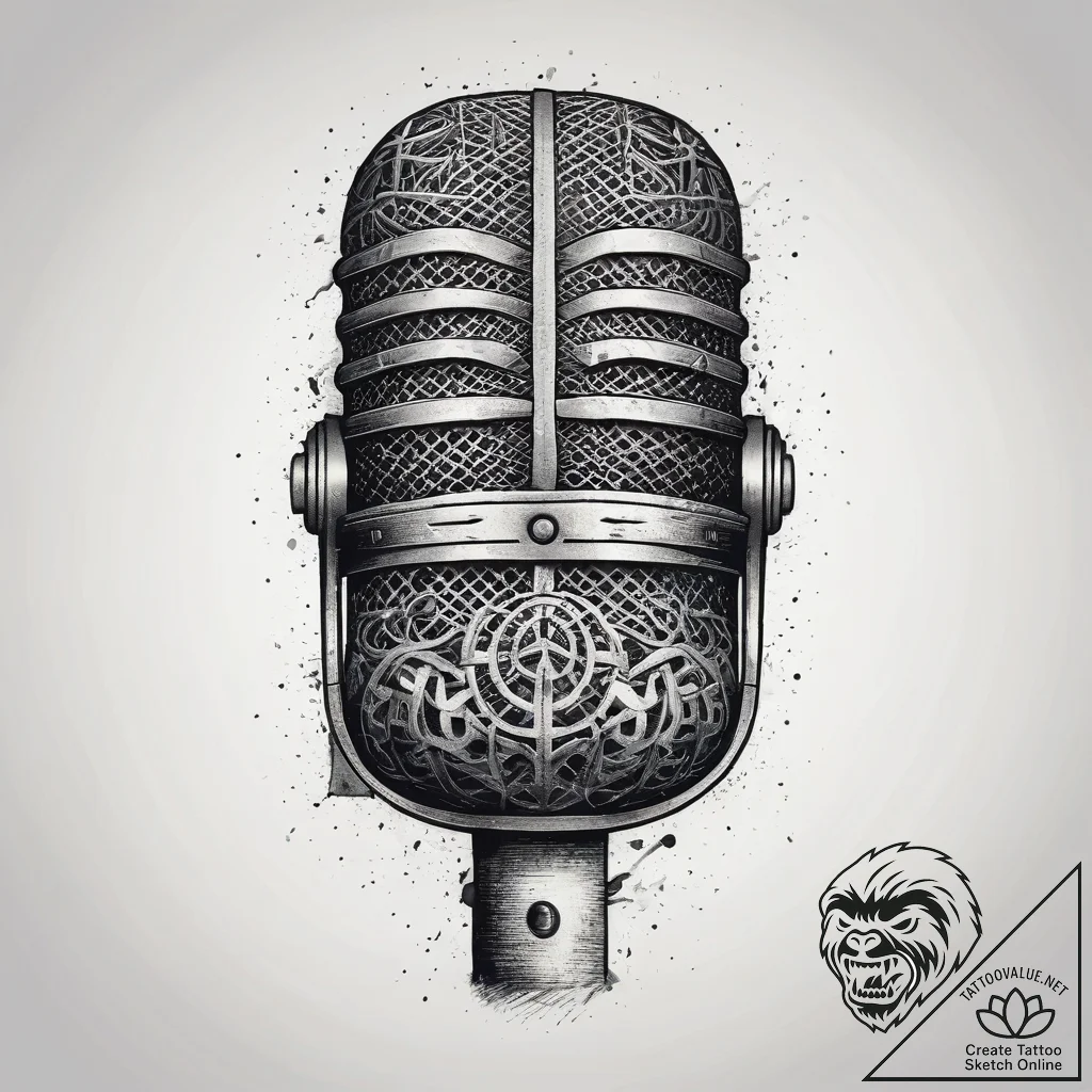 Tattoo sketch a desktop microphone with a pop... - tattoo sketch (№1753880474_0, 30.07.2025 13:01) — tattoovalue.net