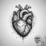 Tattoo sketch a human heart with abstract pro… – tattoo sketch (№1753880672_0, 30.07.2025 13:04) — tattoovalue.net