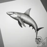 Hammerhead shark, concept art for tattoo, dot… – tattoo sketch (№1753880870_0, 30.07.2025 13:07) — tattoovalue.net